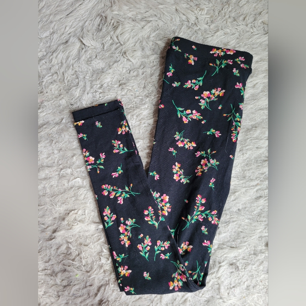 NWT Kids J. Crew, Crewcuts Black floral leggings size 12